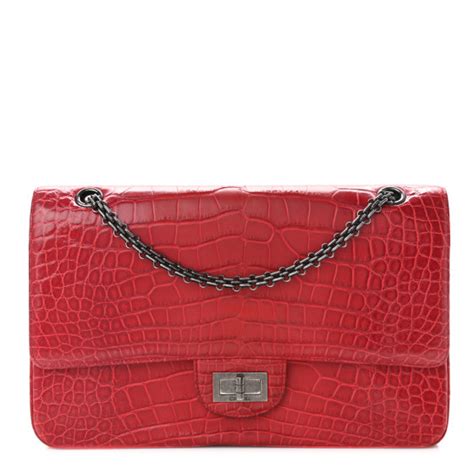 CHANEL Crocodile 2.55 Reissue 227 Flap Red 